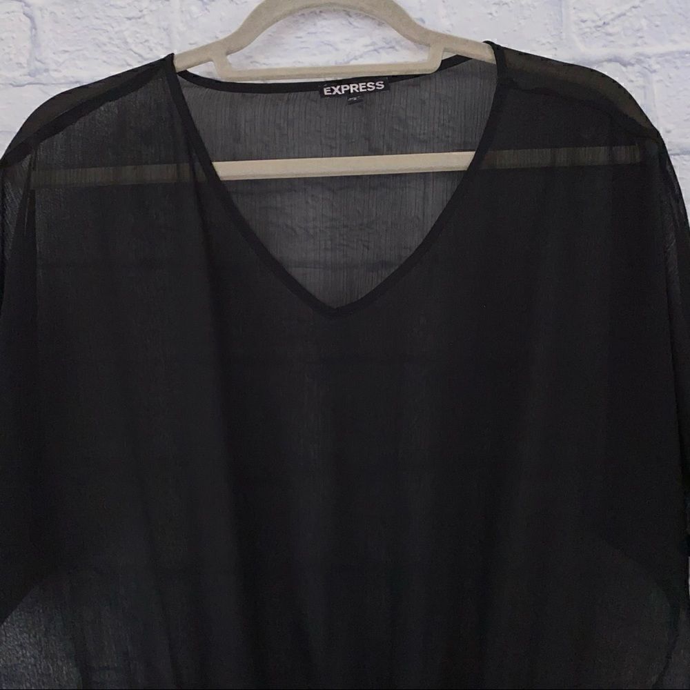 Express sheer top w/cinch waist black size small - Picture 4 of 12